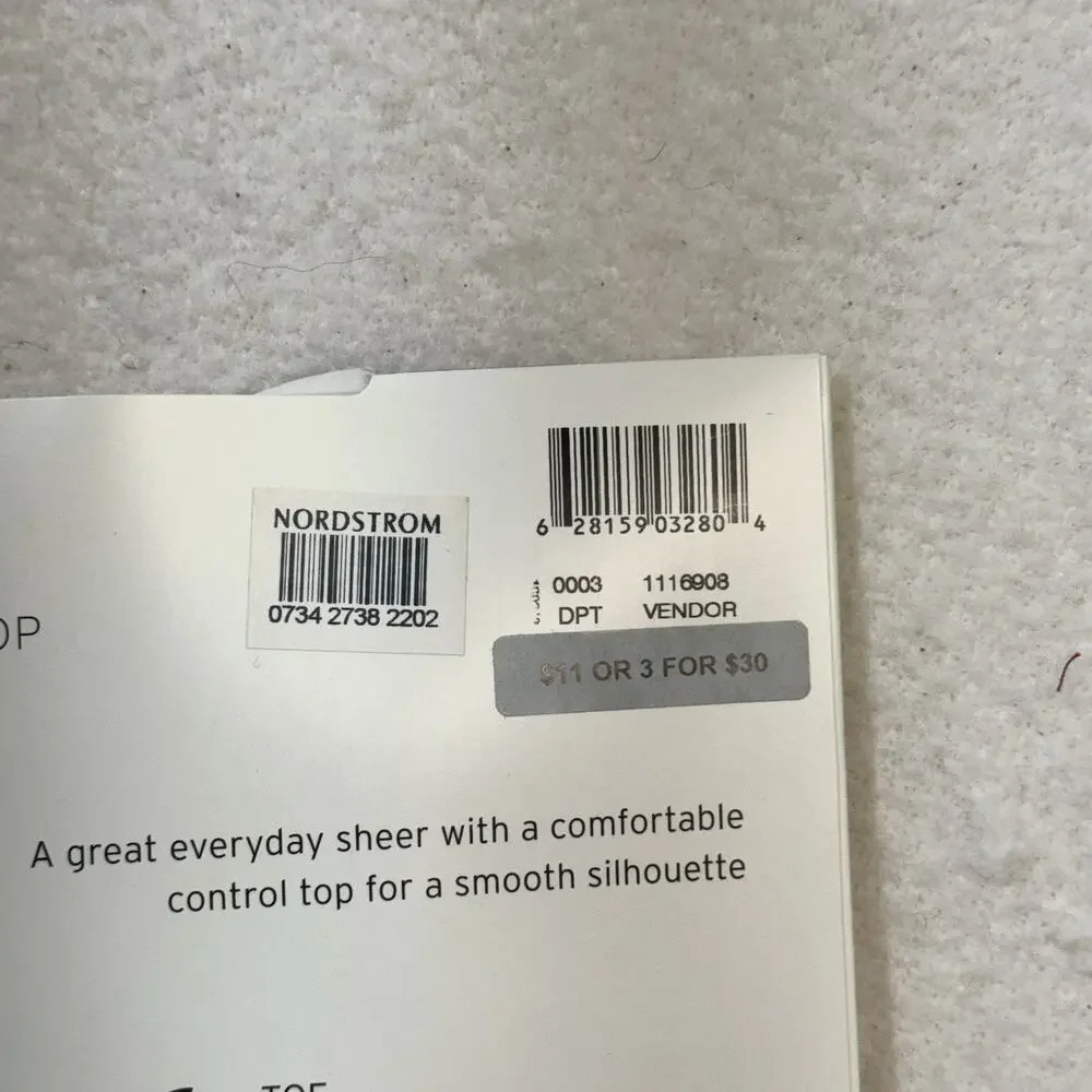 Nordstrom Sheer Control Top Support Pantyhose Taupe Tights Size B Style 2003